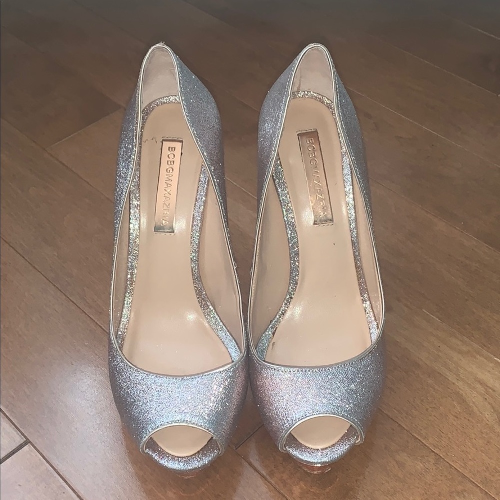BCBGMaxazria Rose Gold sparkle heels